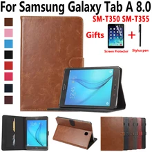 Премиум кожаный чехол для samsung Galaxy Tab A 8 8," SM-T350 SM-P350 T350 T355 P350 P355 умный противоударный чехол для samsung Tab A