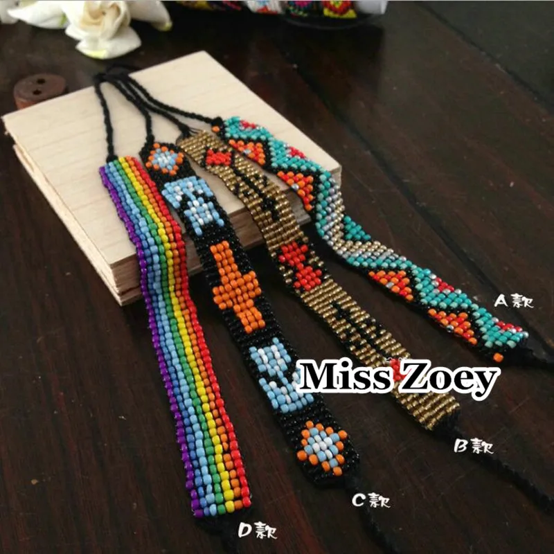 

ABL067(1), Rainbow/Cross/Cheveron/Wave Colorful Beaded Handmade Hemp Woven Bracelets Hippy Boho Friendship Bracelet Men Women