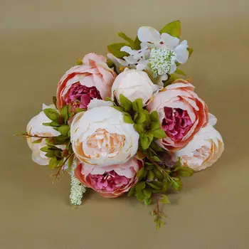 

1 Bouquet Artificial Champagne Peony Silk Flower Home Wedding Table Floral Decor Artificial Flowers Fashion