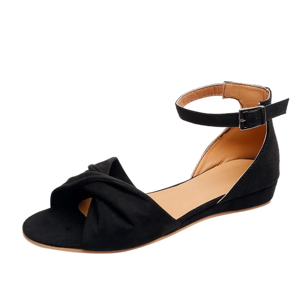

Ladies Bow Buckle Strap Open Toe Sandals Summer Beach Breathable Rome Shoes Slip-on Women Sandal Sandals zapatos de mujer 2019