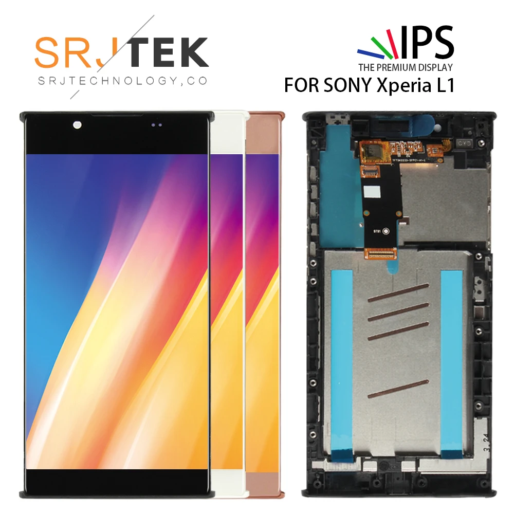 

SRJTEK 5.5'' Display For SONY Xperia L1 LCD Display G3312 Touch Screen for Sony L1 LCD Digitizer With Frame Assembly Replacement