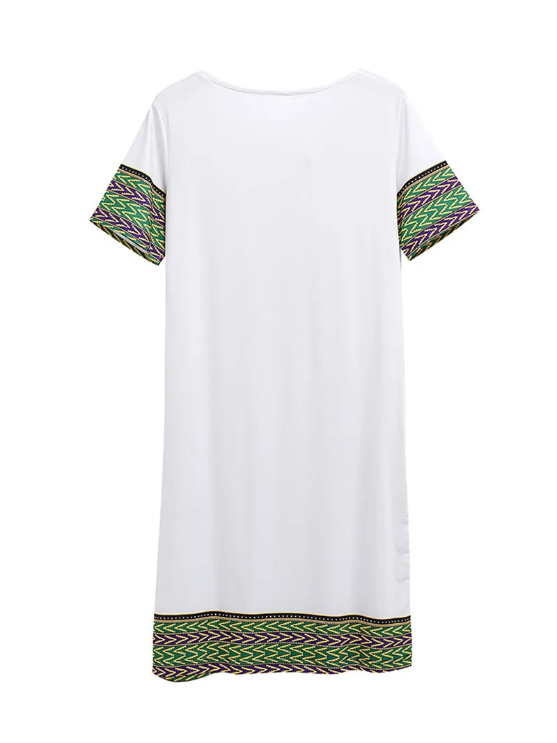 Gladiolus 2019 Summer Dress Women Short Sleeve V Neck Pocket Bodycon Sexy Ethnic Print Women Dress Plus Size 3XL Ladies Dresses (42)