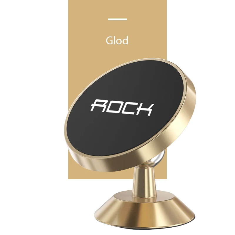 Rock Мини магнитный автомобильный держатель для телефона, приборная панель, крепление на вентиляционное отверстие для iPhone, универсальная подставка для смартфона в автомобиле, вращение на 360 градусов - Цвет: Dashboard Gold