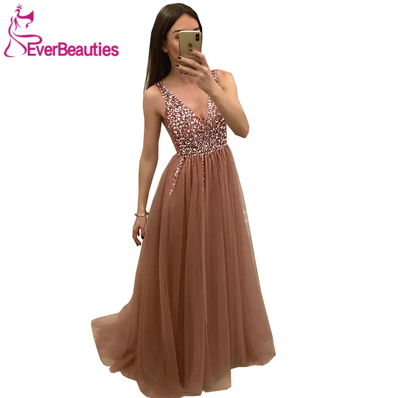 Evening Dresses 2020 Tulle Beaded V-Neck Party Backless Prom Gown Robe De Soiree | Свадьбы и торжества