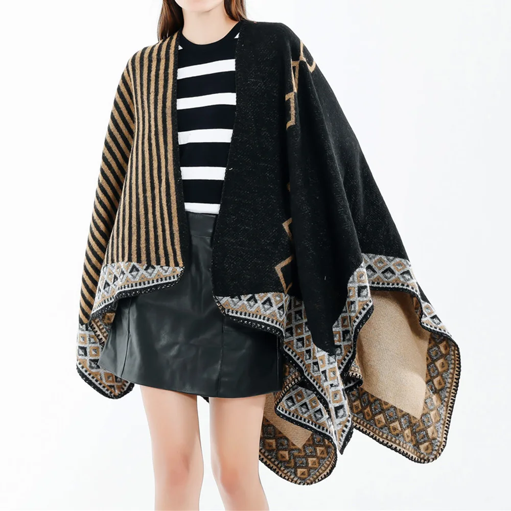 

Winter Coat Women Street Style Cardigan Poncho And Capes Womens Knitwear Manteau Femme Cloak Womens Sweaters 2018 Winter