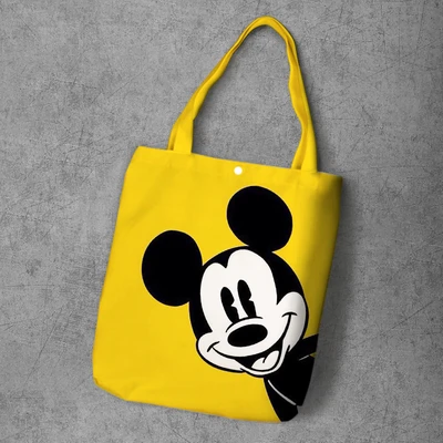 Слоновая кость Сумка для подгузников disney, вместительная, с рисунком Микки Мауса, холщовая сумка-шоппер, сумка для покупок, сумка на плечо - Цвет: Слоновая кость