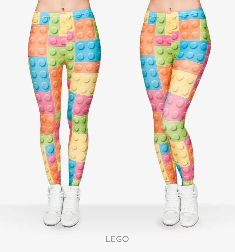Женские леггинсы с 3D принтом лего - Цвет: Lego leggings