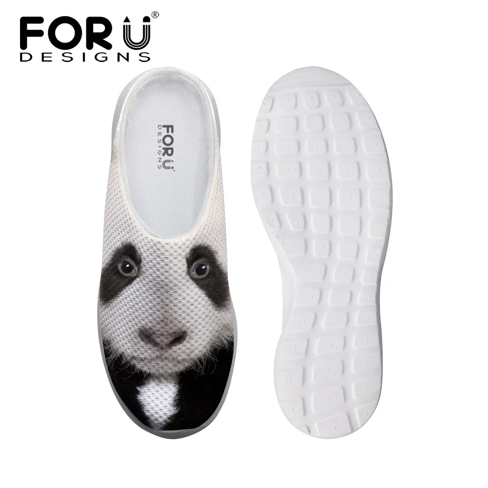FORUDESIGNS 2018 Women Summer Mesh Sandals Cute Panda 3D Animal Shark Printed Sandals Casual Female Slip-on Garden Flat Shoes
