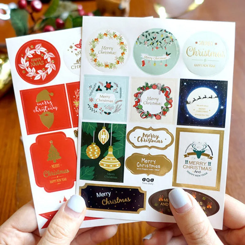 120pcs Christmas Sticker Merry Christmas Santa Claus Seal Sticker Adhesive Labels Stamping Paper Gift Stickers Xmas Decoration