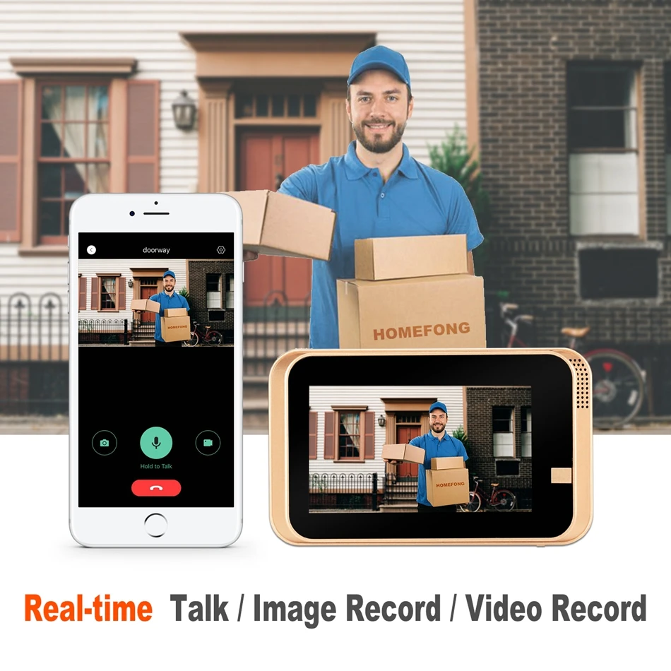 HomeFong Smart видео глазок беспроводной дверной звонок Камера Беспроводной видео-телефон двери для дома с Широкий формат ИК обнаружения