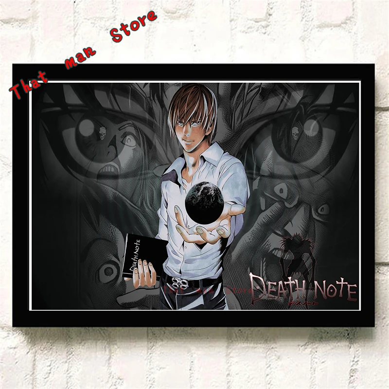 DEATH NOTE мультфильм анимация комиксы высокой четкости печати Плакат кафе украшения ребенок подарок на день рождения картины без рамки - Цвет: Темный хаки