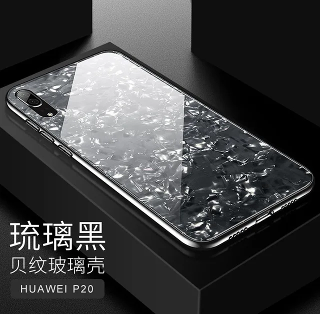 Luxury Marble pattern Cover For Huawei P20 Lite Glass Back Silicone Case For Huawei P20 Pro Honor 10 P20 Lite Mate 10 Case Coque - Цвет: Black