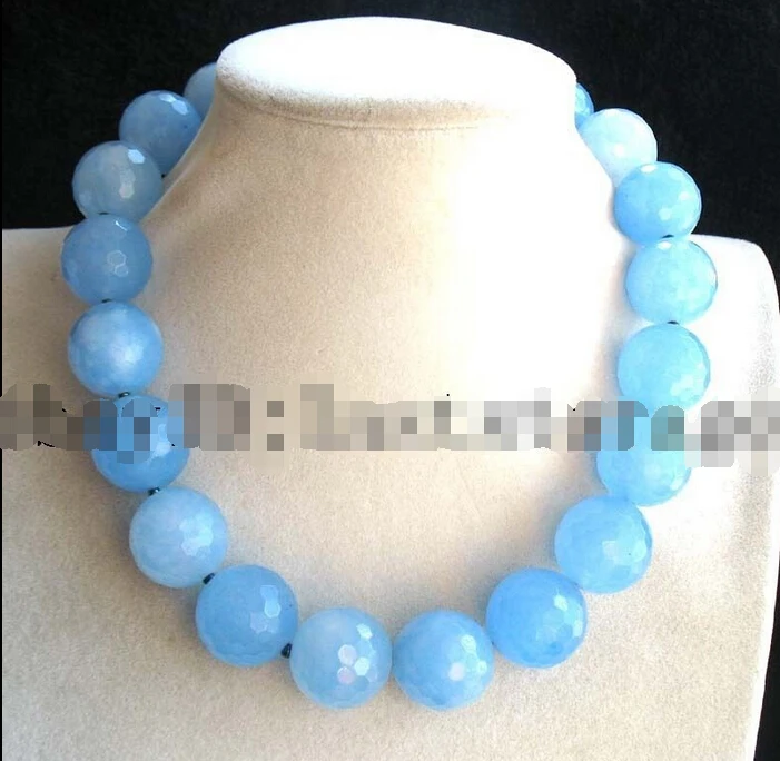 

wholesale blue sponge kyanite 20mm round faceted necklace 17.8" nature beads (A0325)