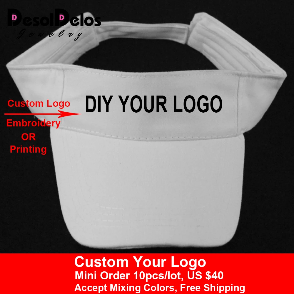 

DesolDelos Visor Caps Women Open Tops Customized Adjustable Hats LOGO Printing Candy Color Adult Baseball Sun Caps 10pcs/lot