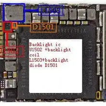 15 компл./лот для iphone 6 для iphone6 plus 6+ чип подсветки IC U1502+ подсветка катушки L1503+ Подсветка диода D1501+ предохранители фильтры