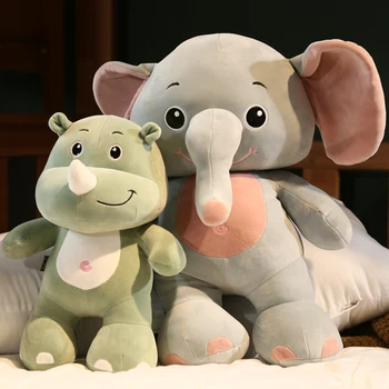 

75cm Soft Hippos Plush toys Cartoon Hippopotamus Dolls Elephant Rhinoceros Sofa Pillows Animal cushions Baby's Birthday Present
