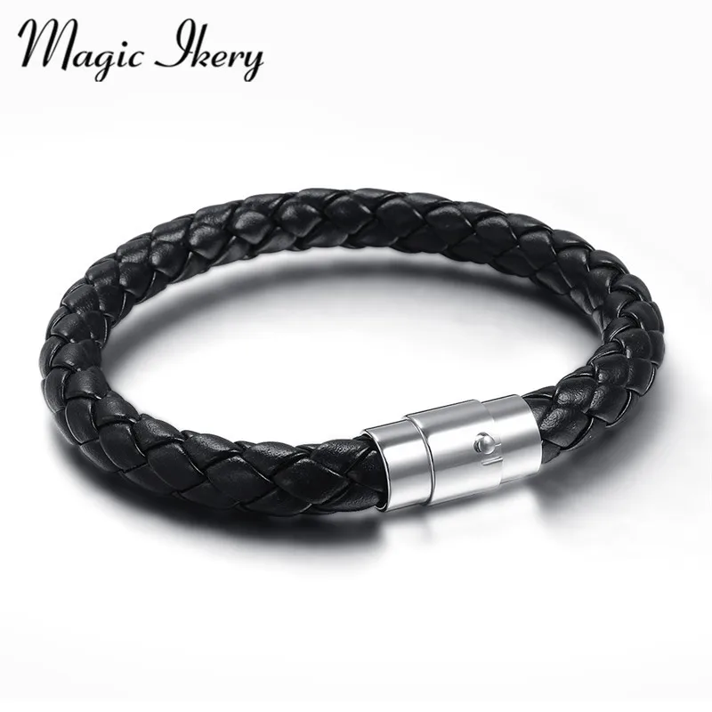 

Magic Ikery PU Leather Chain woven 8MM Bracelet Bangles Wholesales Fashion Jewelry for man MKBL-002