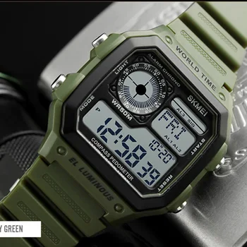 

Men's Watches Compass Digital LED Sports Countdown Pedometer Calories Waterproof Wrist Watch Men Clock reloj hombre SKMEI 2018