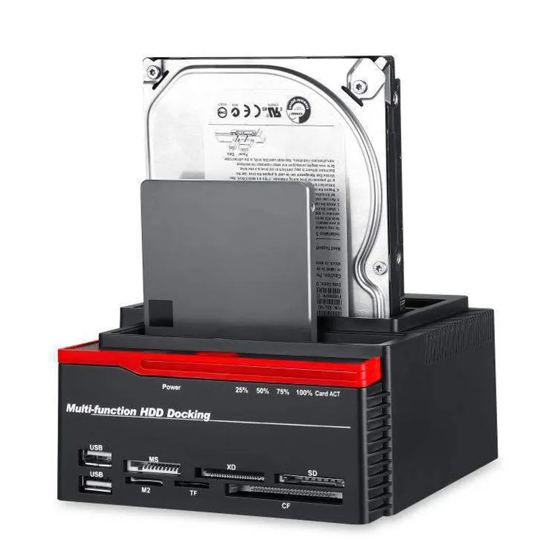 

3 Slots Hard Disk Holder 2 USB Port Multi-function Hard Disk Drive Base for Card Reader JLRJ88