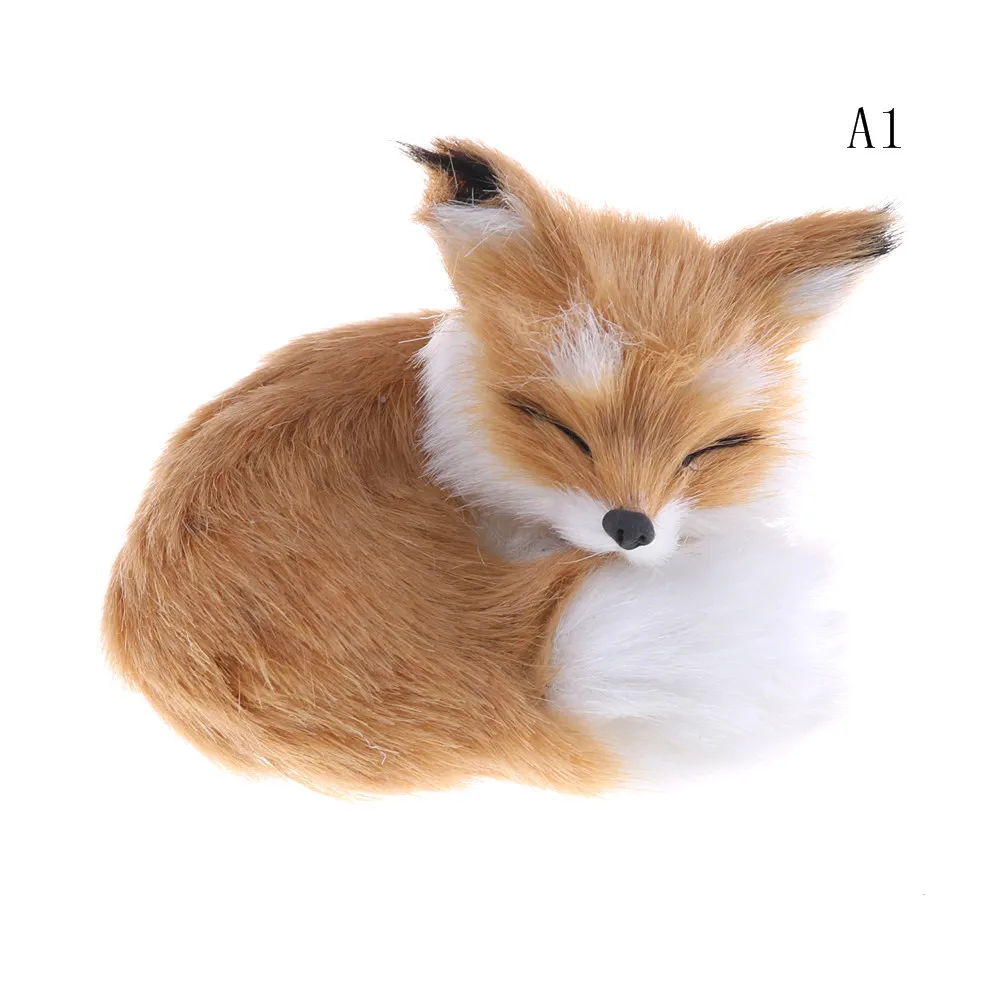 New Simulation brown fox toy furs squatting fox model home decoration Animals World with Static Action Figures Toys Gift for Kid