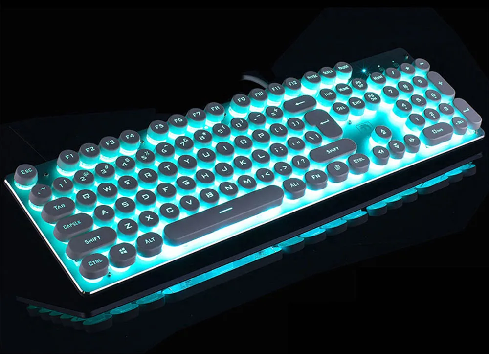 Игровая клавиатура с подсветкой стимпанк Ретро круглая/квадратная клавиатура USB Проводная светящаяся металлическая панель механическая клавиатура для ноутбука