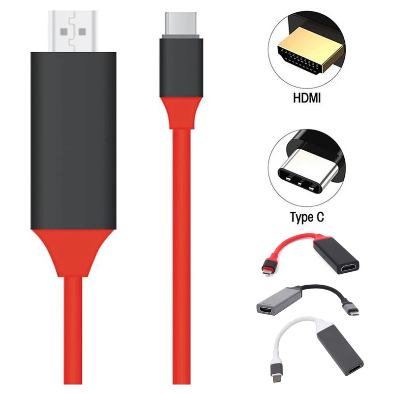 

Type C To HDMI Cable Adapter Aluminum Alloy Port 4K Audio Jack Aux Auxiliary Cable For Macbook Portable Adapter Aaccessories
