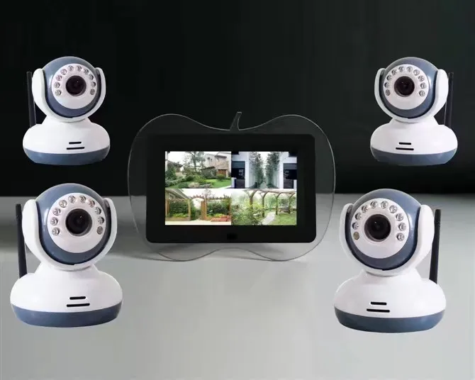 Высокое качество 2,4 ГГц цифровой беспроводной " Детский монитор DVR, 4 Запись каналов/Функция обнаружения движения 4 камеры+ 1 монитор