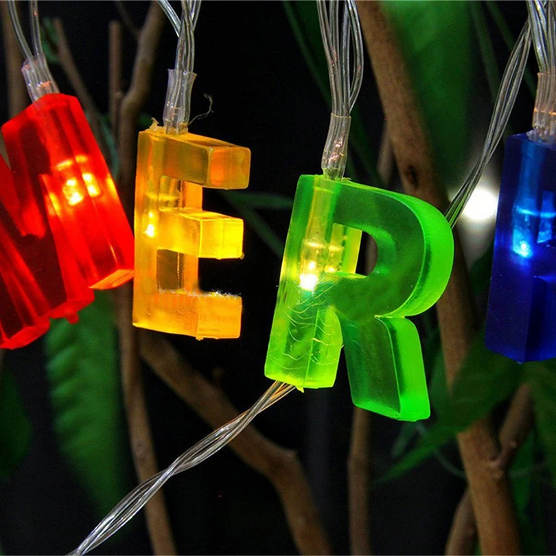 Светящаяся буква гирлянда светодиодная креативная батарейка гирлянда с днем рождения счастливого Рождества уличные вечерние украшения для помещений