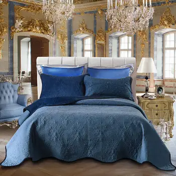 

Famvotar Luxury Solid Color 3-Piece Embroidered Quilted Bedspread Damask Pattern Quilted Comforter Summer Bedspreads Cubrecama