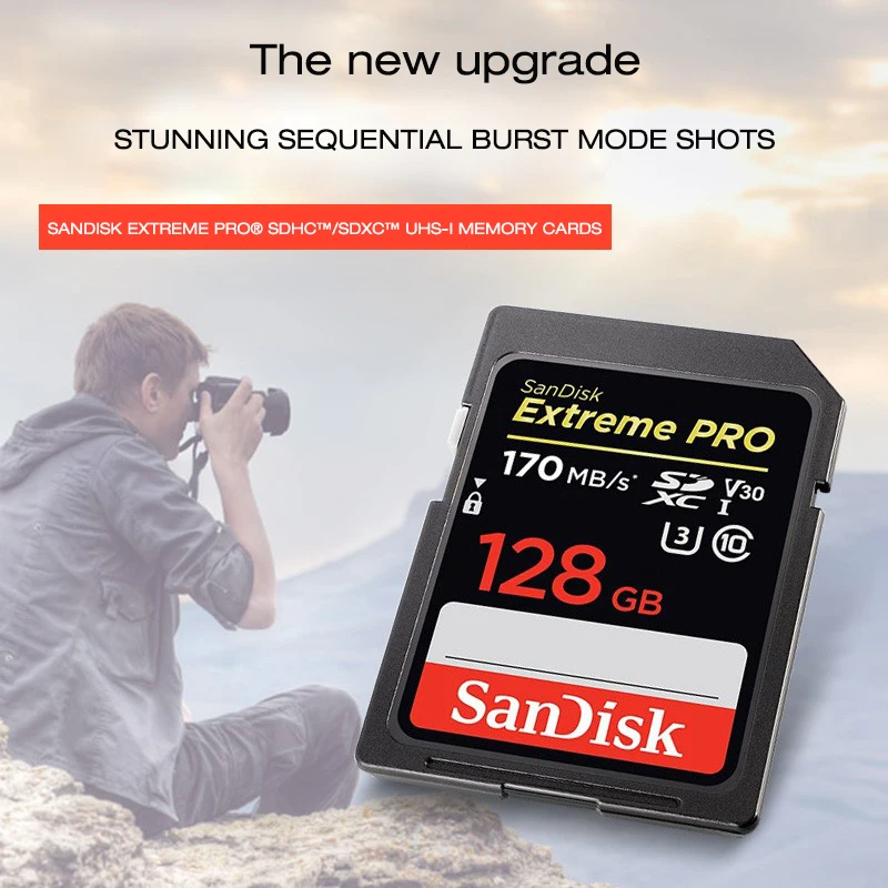 SD Карта SanDisk Extreme PRO 128 ГБ 64 256 U3 карта памяти 32 Гб sd Max 170 м/бриджей с картой класса 10
