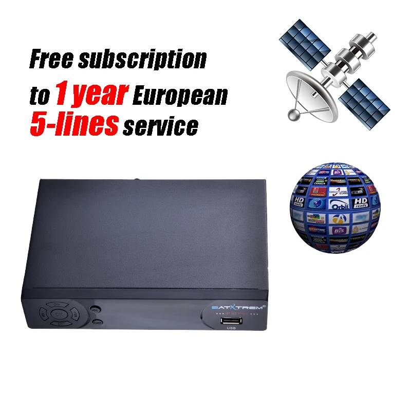 Satxtrem IPS2 Plus DVB-S2 Full HD 1080p Satellite TV Receiver Free Subscription Cccams Cline For 1 year Spain Europe IPTV TV Box