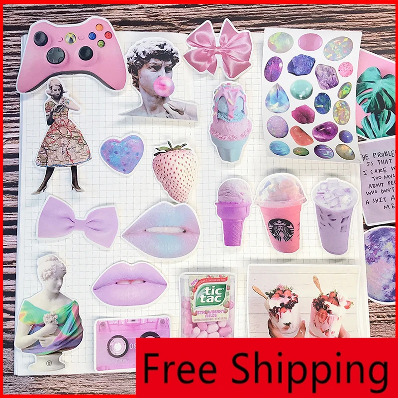 

21 pcs Pink series vintage personalized scrapbook Stickers scrapbooking material personalized sticker happy planner craft Diary