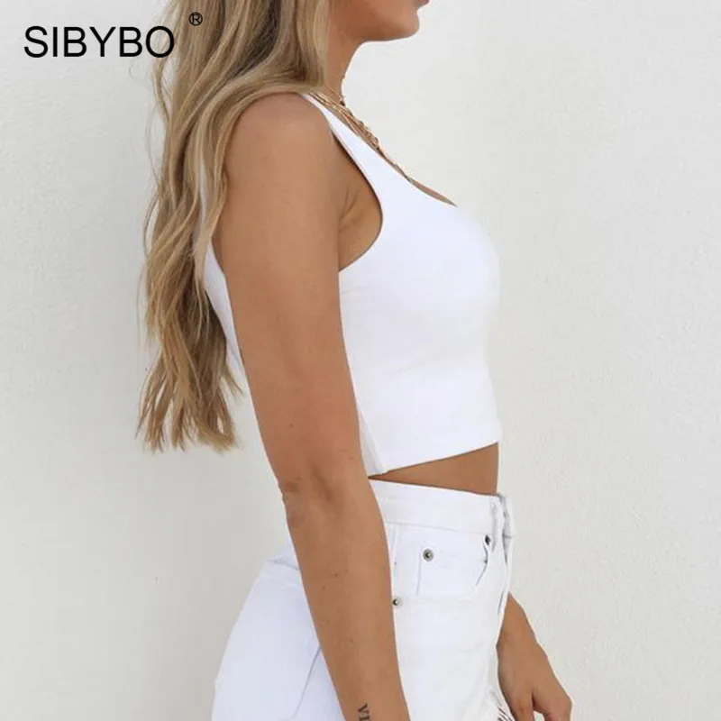 Sibybo, короткие сексуальные женские топы с открытыми плечами, открытая спина, без бретелек, тонкий летний топ, женские укороченные повседневные топы для женщин
