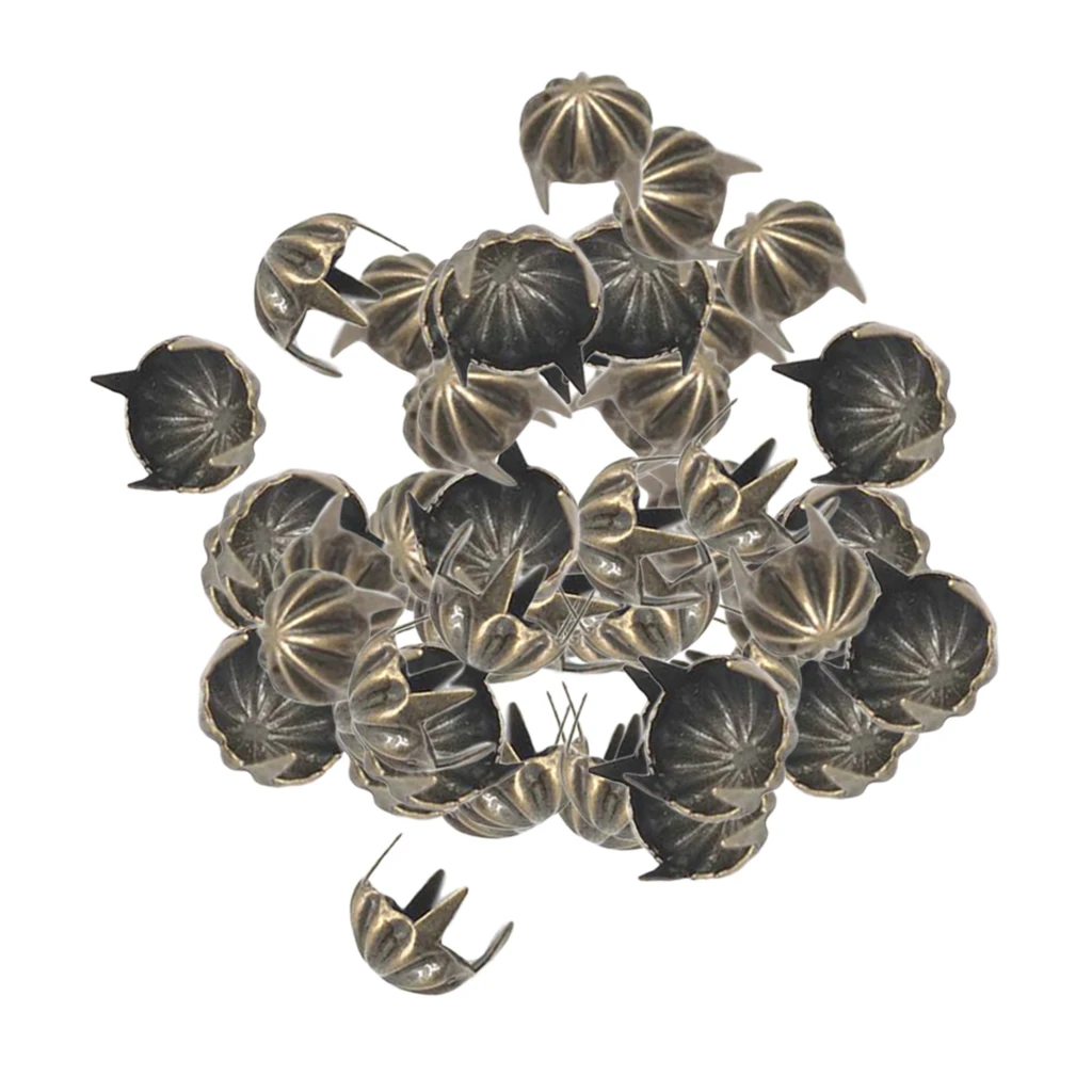 50pcs Metal Pumpkin Studs Claw Rivet Leathercraft Punk for Bags Jeans Belt Decoration