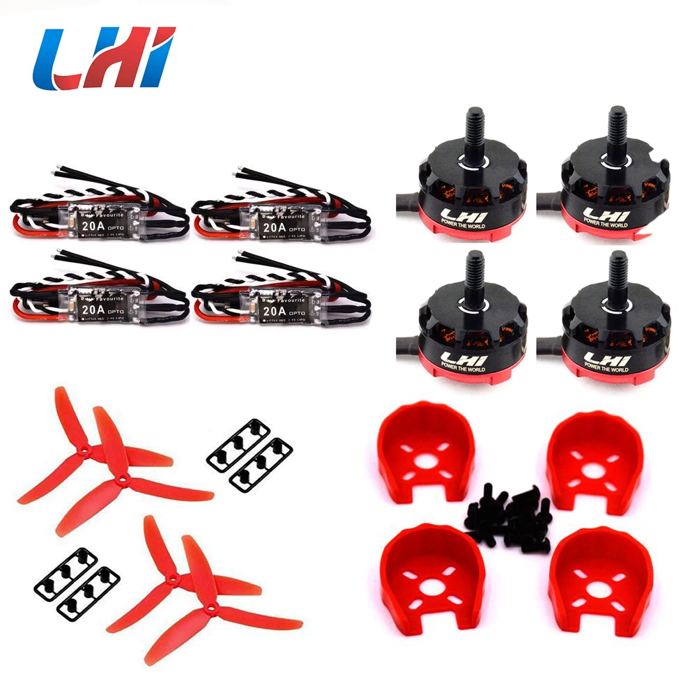 

LHI RS2205 2300KV Brushless Motor +4 PCS Littlebee 20A ESC+ Motor Cover + 5030 prop For 250 Quadcopter Drone parts