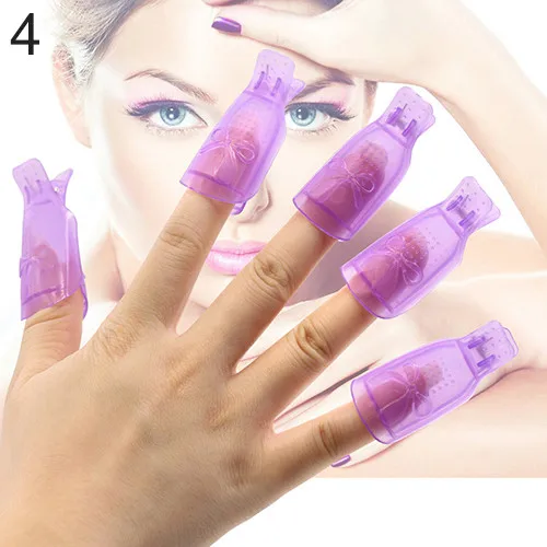 10x Bowknot пластик дизайн ногтей Замачивание клипса колпачок средство для снятия УФ гель-лака инструмент ногтей Советы для пальцев лак для ногтей