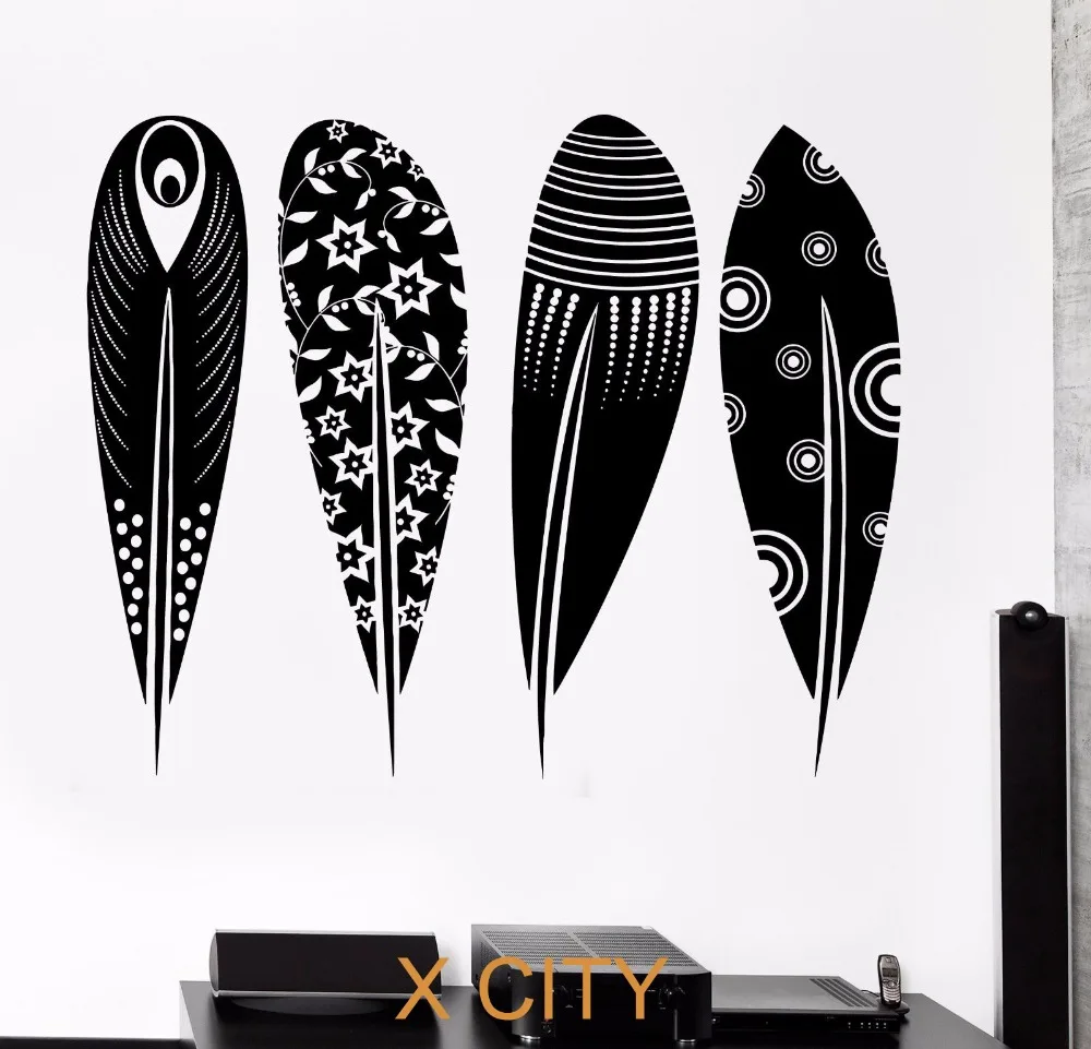 Buy Bird feather Black Wall Art Decal Sticker