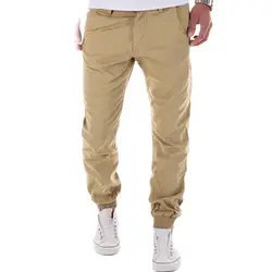 Модные Демисезонный Для мужчин штаны хлопок сплошной Цвет карман эластичный человек повседневные штаны плюс Размеры M-3XL TC21