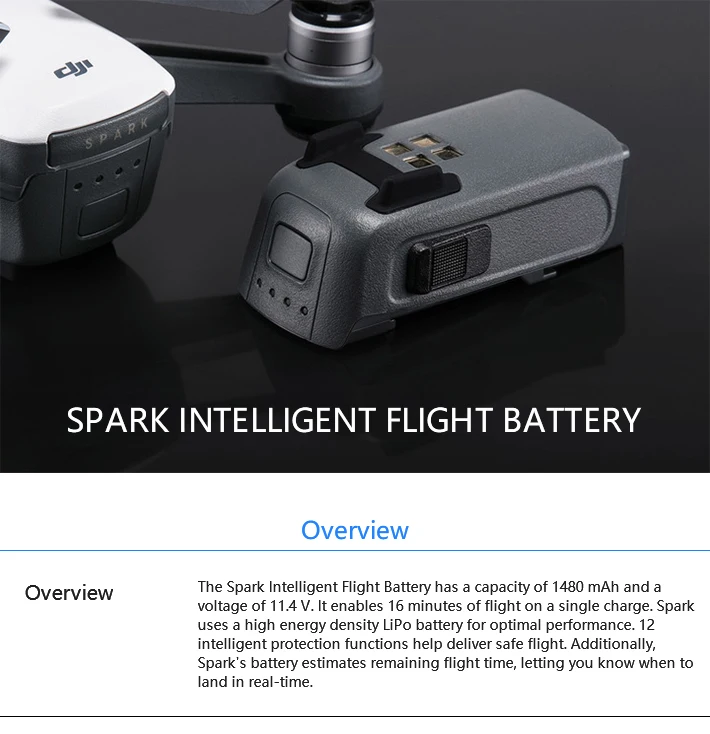 Аккумулятор для квадрокоптера DJI Spark аккумулятор 1480 мАч Батарея 16 мин Время полета Совместимость dji spark батареи зарядный концентратор