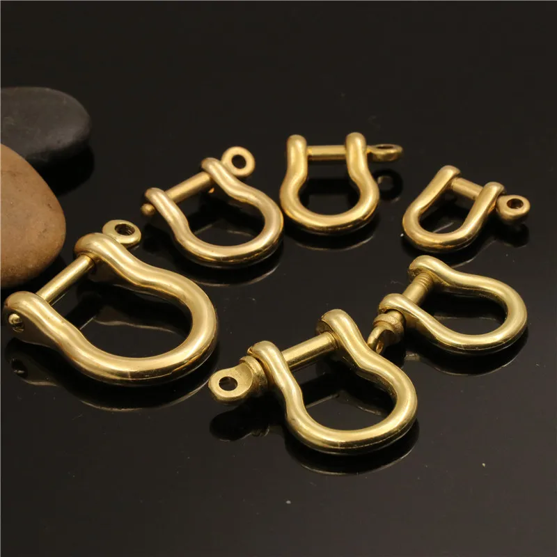 Solid Brass D Bow Shackle Screw Pin Joint Connect Key Chain Hook Leather Craft