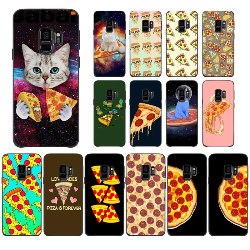 Мягкий чехол для телефона из ТПУ Babaite с изображением кота еды пиццы пищи черный