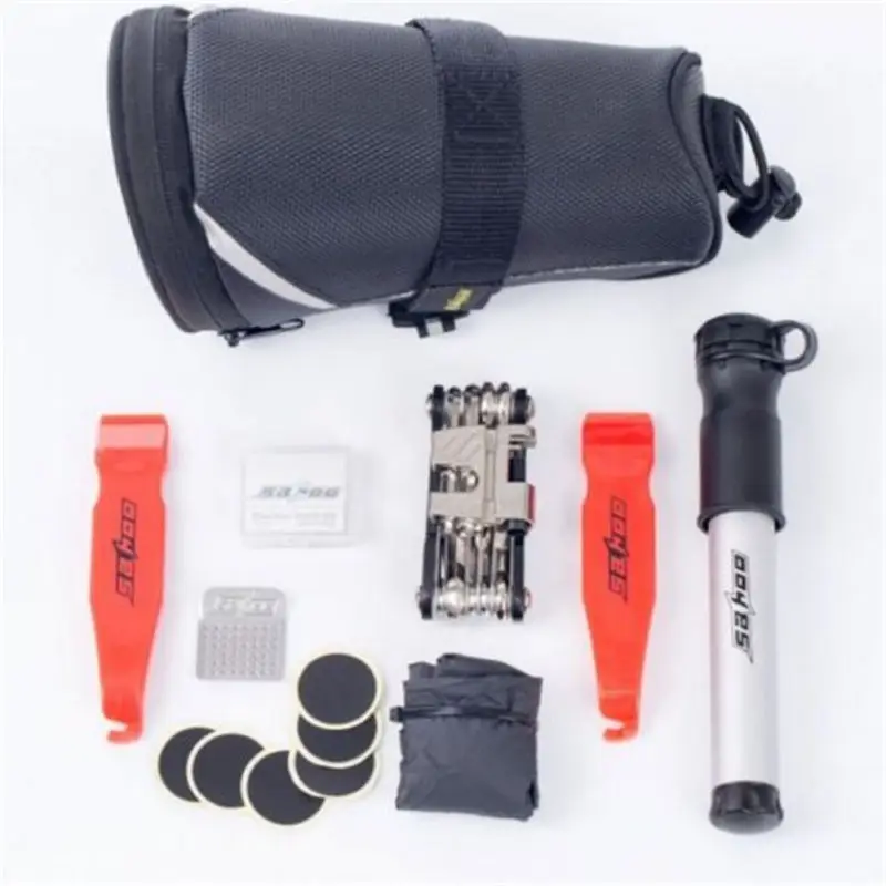 

SAHOO 11 In 1 Set Bicycle W/ Saddle Bag Bike Mini Pump Tire Inflator Repair Tool