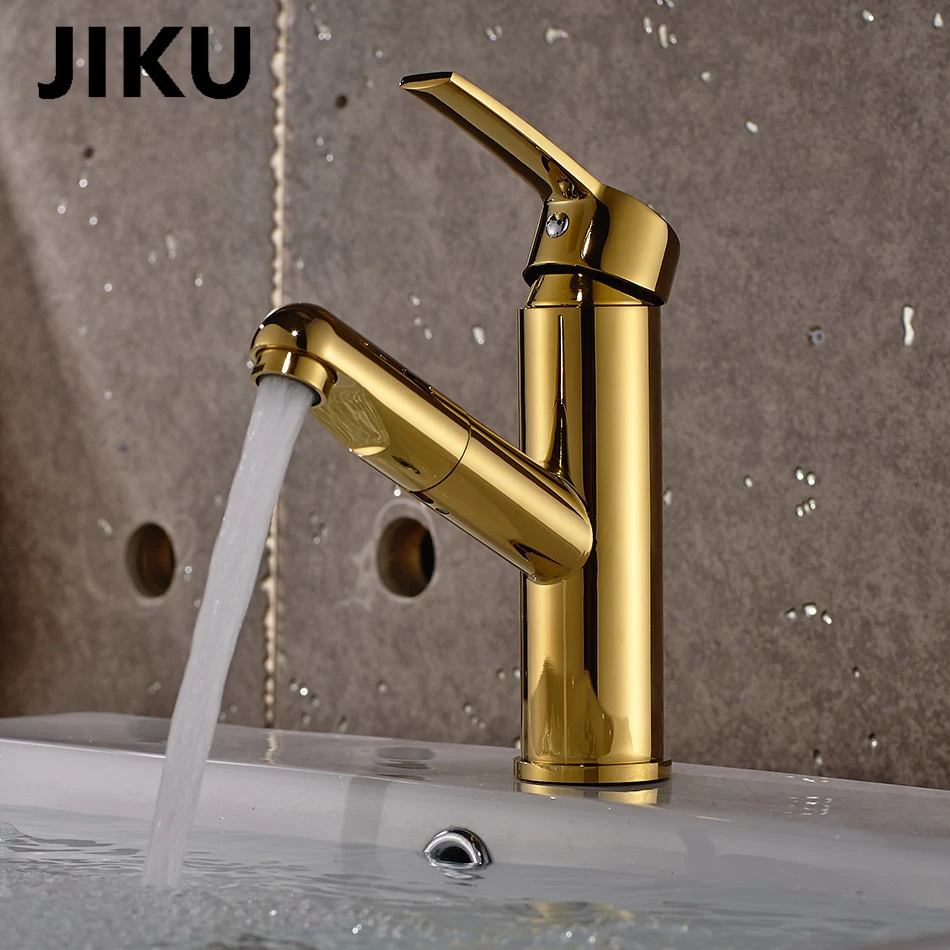 

JIKU Hot and Cold Mixer Bathroom Faucet Kitchen Faucet Shower Golden Color Faucet Head New Design Bath Faucet