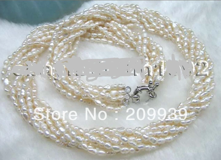 

huij 002856 18" 8strds 2mm rice freshwater pearl necklace