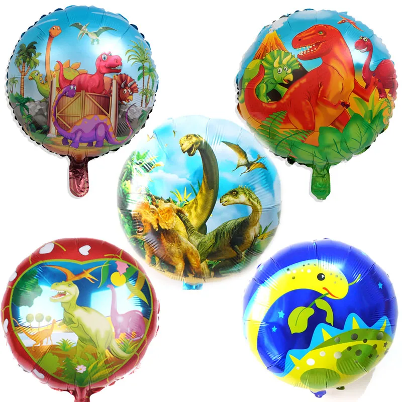 

5pc 18inch round Dinosaur balloon foil material new style dinosaur helium balloon for theme party supply