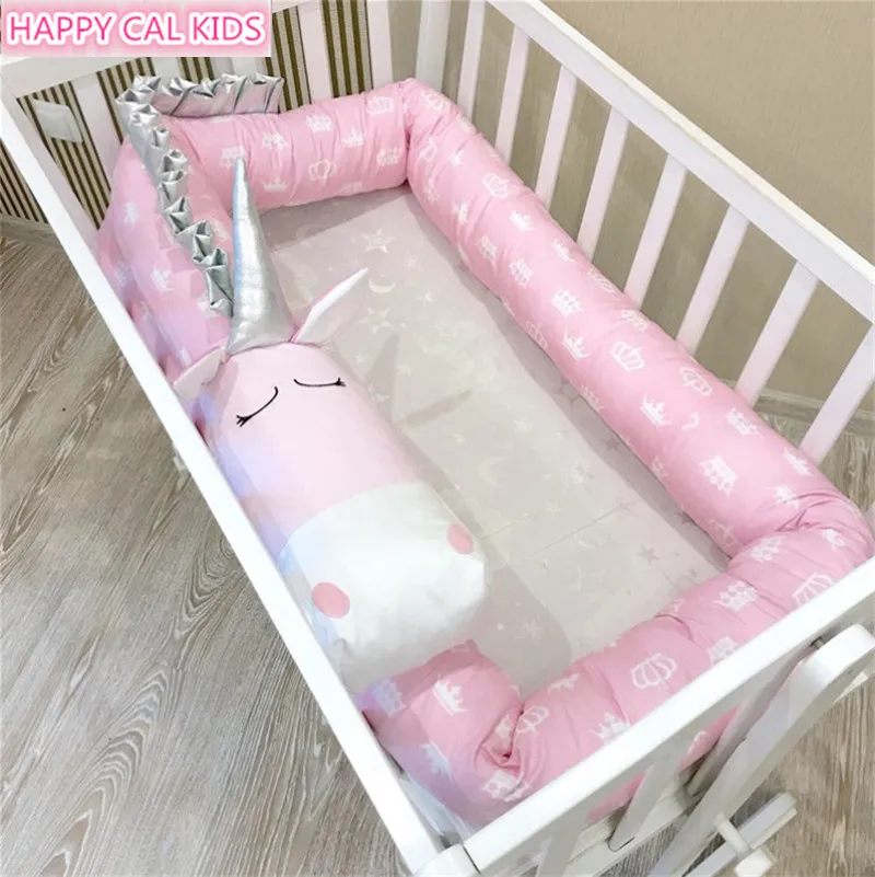 

Ins Pink Unicorn Crib Bumper Safe Anti-Crash Bed Barrier Crib Bed Protector Pillow Cushion Nursery Bedding