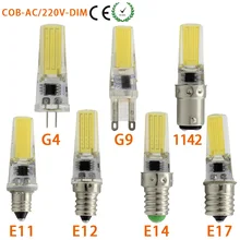 3 Вт G4 G9 затемнения светодиодный лампа E11 E12 E14 E17 1142 COB светильник 110V 220V AC светодиодный лампада LED для дома люстра для освещения, лампа 1 шт