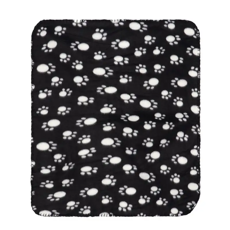 60x70 см одеяло для домашних животных для собак, кошек, животных с принтом лап двустороннее Флисовое одеяло s круглый год щенок котенок кровать коврик для сна - Цвет: Черный