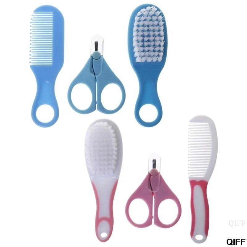 

Baby Grooming Brush Comb Scissors Professional Newborn Kids Nursing Care Nail Cutter Clippers Safe Portable Hair Head May06