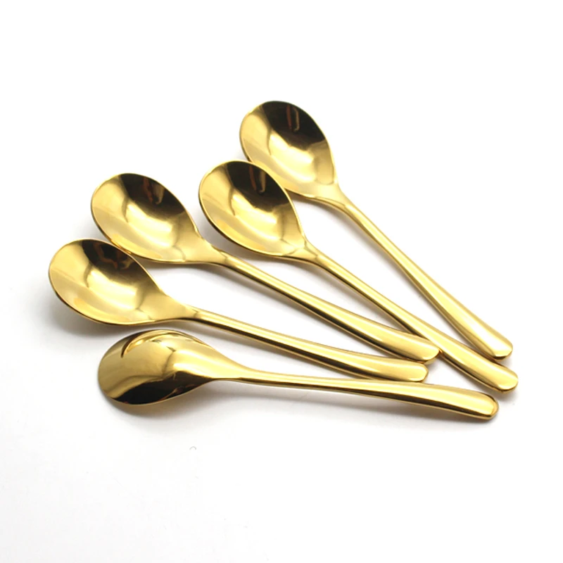1pc Golden Tea Spoon Stainless Steel Mini Gold Coffee Spoon For Milk